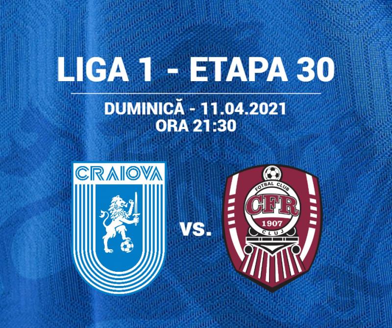 Universitatea Craiova – CFR Cluj-Napoca, duminică, 11 aprilie 2021